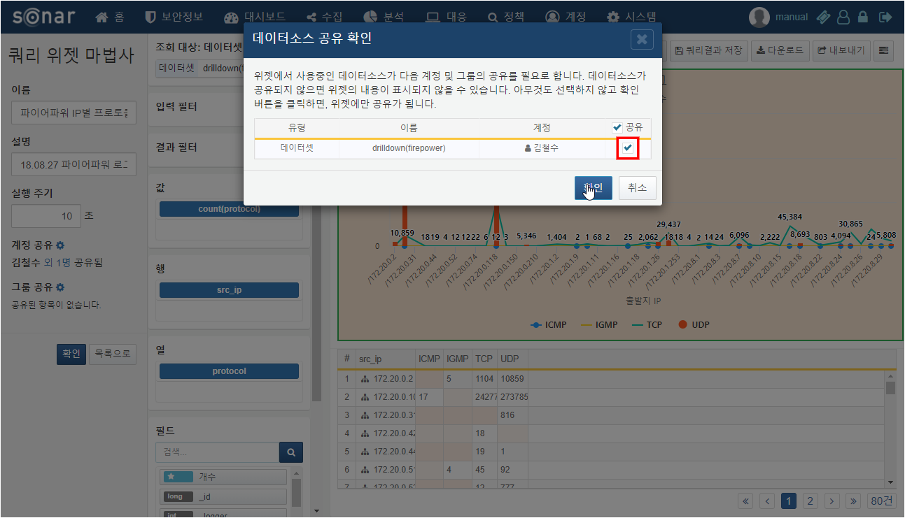 데이터소스 공유 검사